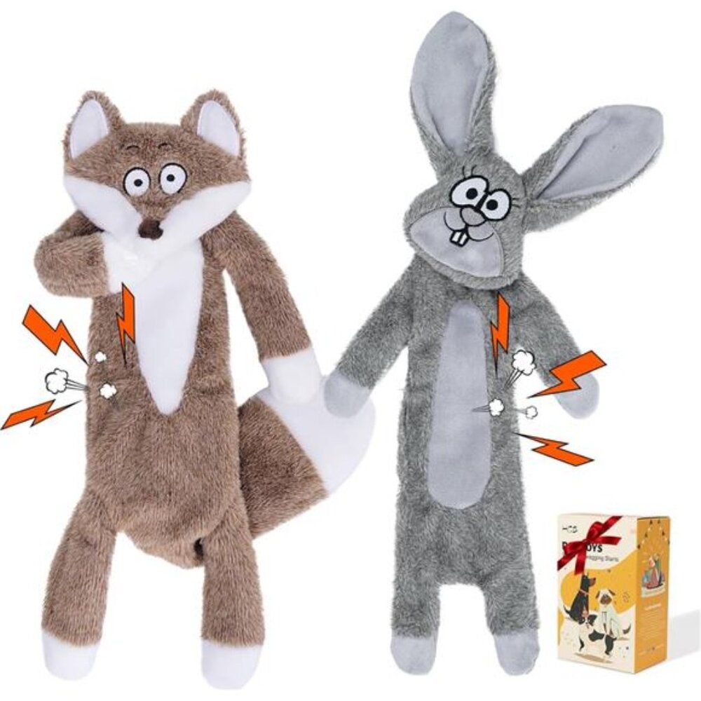 No Stuffing Dog Toys for Aggressive Chewers, Squeaky Crinkle Plush Dog Toys